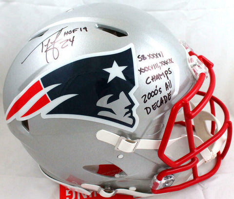 Ty Law Autographed Patriots F/S Speed Authentic Helmet w/3 Insc.-Beckett W Holo