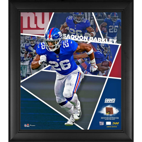 Saquon Barkley Giants Framed 15x17 Collage w/ Piece of Game-Used Football LE 500