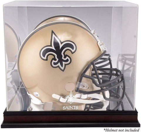 Saints Mahogany Helmet Logo Display Case with Mirror Back-Fanatics