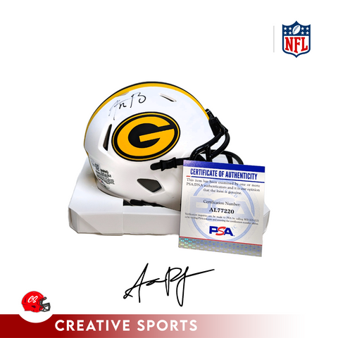 Aaron Rodgers Autographed Green Bay Packers Lunar Mini Helmet - PSA