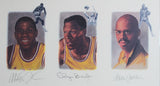 Lakers Legends (5) Chamberlain, Jabbar, Johnson Signed & Framed 22x39 Litho BAS