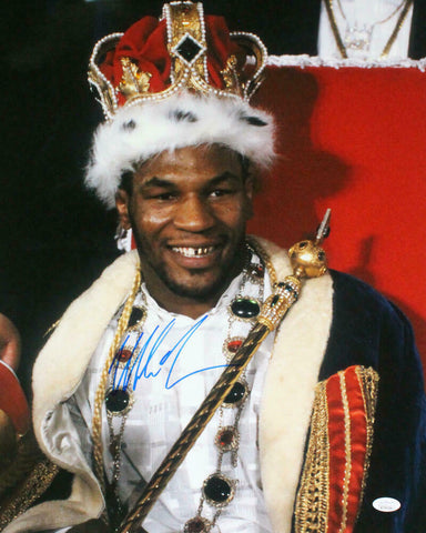 Mike Tyson Autographed 16x20 with Crown Photo-JSA W *Blue