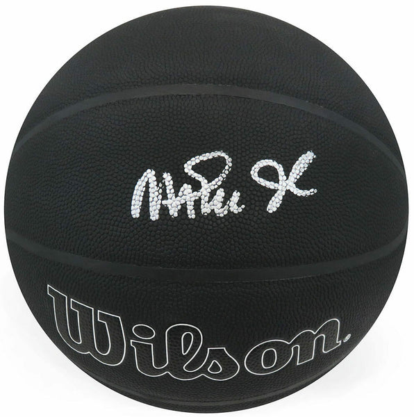 Magic Johnson Signed Wilson 75th Anniversary Logo Black NBA Basketball -(SS COA)