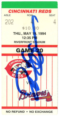 Deion Sanders Autographed Atlanta Braves 5/19/1994 vs Reds Ticket BAS 37186