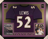 Ray Lewis Signed Baltimore Ravens 35x43 Custom Framed Jersey (JSA COA)