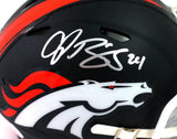 Champ Bailey Signed Broncos Flat Black Speed Mini Helmet - Beckett W *Silver