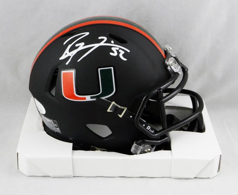 Ray Lewis Signed Miami Hurricanes Black Riddell Speed Mini Helmet- JSA W Auth
