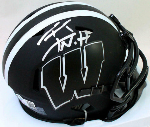 TJ Watt Autographed Wisconsin Badgers Eclipse Speed Mini Helmet - Beckett W Holo