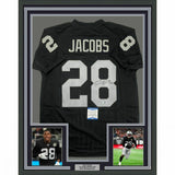 FRAMED Autographed/Signed JOSH JACOBS 33x42 Las Vegas Black Jersey Beckett COA
