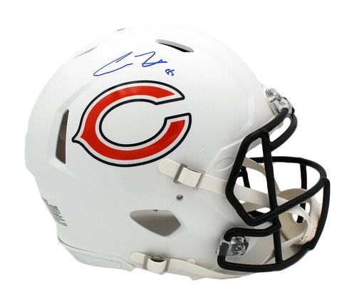 Cole Kmet Signed Chicago Bears Speed Authentic White Matte NFL Helmet
