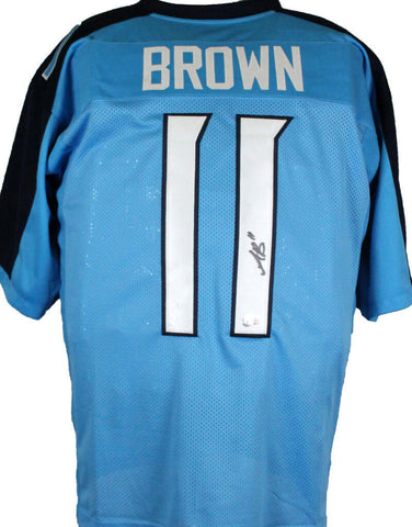 AJ Brown Autographed Light Blue Pro Style Jersey white #-Beckett W Hologram *R1