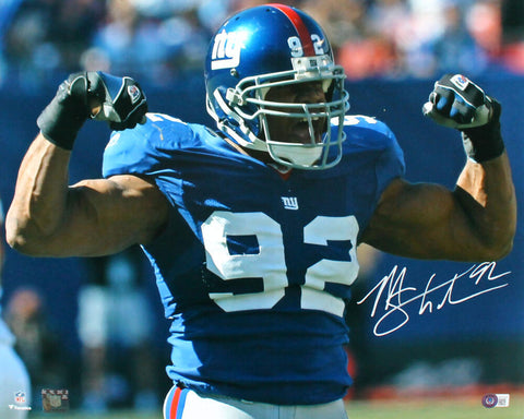 Michael Strahan Autographed New York Giants 16x20 Flex Blue Photo-Beckett W Holo