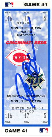 Deion Sanders Signed Cincinnati Reds 6/30/1997 vs Brewers Ticket BAS 37210