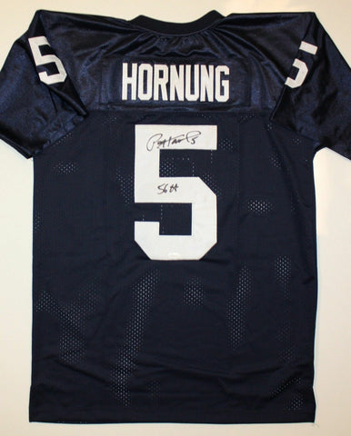 Paul Hornung Autographed Navy Blue College Style Jersey w/ 56 HT- JSA W Auth