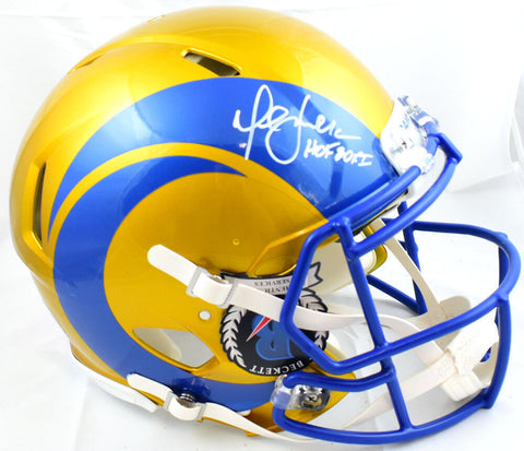 Marshall Faulk Signed Rams F/S Flash Speed Authentic Helmet w HOF-Beckett W Holo