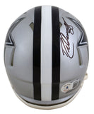 Cowboys Drew Pearson "HOF 21" Signed Silver Speed Mini Helmet BAS Witnessed