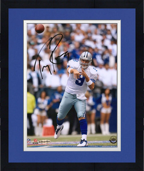 Framed Tony Romo Dallas Cowboys Autographed 8" x 10" Throwing Photograph
