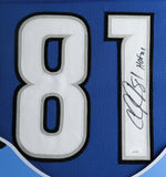 Calvin Johnson Signed 35x43 Framed Detroit Lions Jersey (JSA COA) Megatron WR