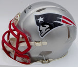 Mac Jones Autographed Patriots Speed Mini Helmet (Bubbled) Beckett WS86379