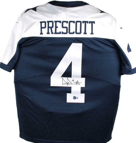 Dak Prescott Autographed Cowboys Blue Alternate Nike Vapor Jersey-BAW Holo *Blk