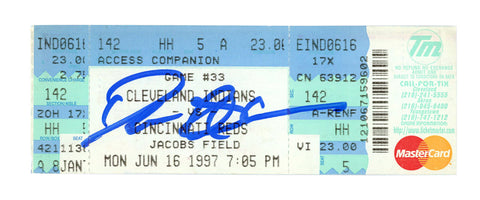 Deion Sanders Signed Cincinnati Reds 6/16/1997 @ Indians Ticket BAS 37269