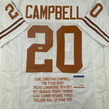 Autographed/Signed Earl Campbell Texas White Stat Football Jersey PSA/DNA COA