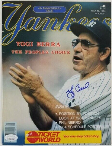 Yogi Berra Signed 1984 New York Yankees Magazine 4th Anniversary Issue (JSA COA)