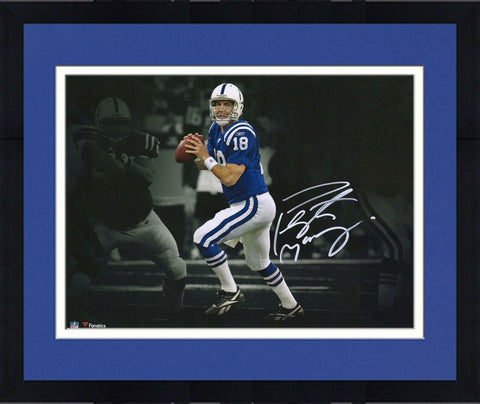 Frmd Peyton Manning Indianapolis Colts Signed 11" x 14" Dropback Spotlight Photo