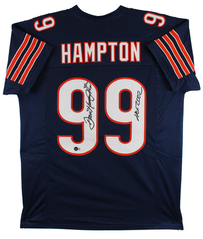 Dan Hampton "HOF 02" Authentic Signed Navy Blue Pro Style Jersey BAS Witnessed