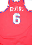 Julius Erving Autographed Red Mitchell & Ness Hardwood Jersey- Beckett W Holo