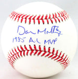 Don Mattingly signed Rawlings OML Baseball w/ 1985 AL MVP - JSA W Auth *Blue