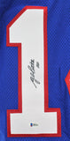 Giants Y.A. Tittle Authentic Signed Blue Wilson Authentic Jersey BAS #H92212