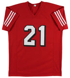 Deion Sanders Authentic Signed Red Pro Style Jersey w/Drop Shadow BAS Witnessed