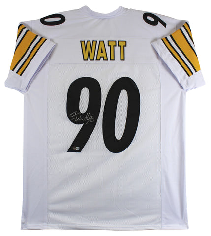 T.J. Watt Authentic Signed White Pro Style Jersey Autographed BAS Witnessed