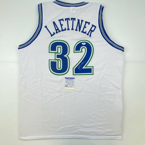 Autographed/Signed Christian Laettner Minnesota White Basketball Jersey PSA/DNA