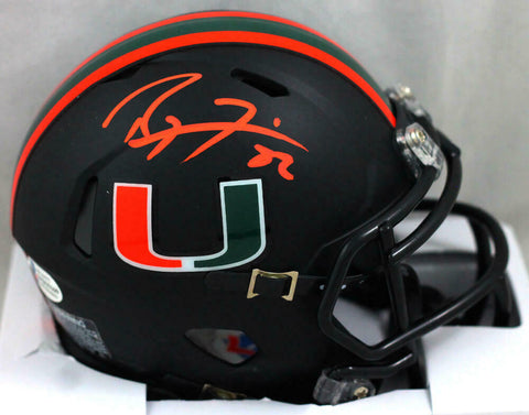 Ray Lewis Signed Miami Hurricanes Black Riddell Speed Mini Helmet-Beckett W Auth