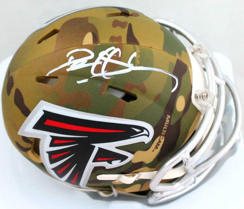 Deion Sanders Autographed Atlanta Falcons Camo Speed Mini Helmet- Beckett W Holo