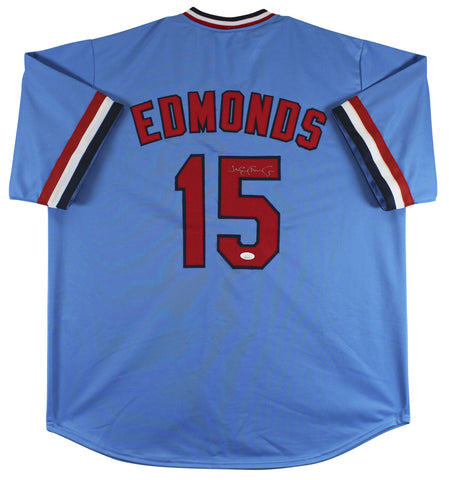 Jim Edmonds Authentic Signed Blue Pro Style Jersey Autographed JSA Witness
