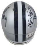 Cowboys George Teague Authentic Signed Silver Speed Mini Helmet BAS Witnessed
