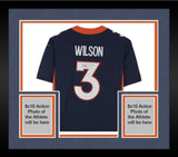 Framed Russell Wilson Denver Broncos Signed Navy Limited Jersey