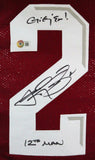 Johnny Manziel Autographed Maroon College Style STAT Jersey w/2 insc.-BAW Holo