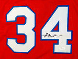 Akeem Olajuwon Autographed Red College Style Jersey- JSA Witnessed Authenticated