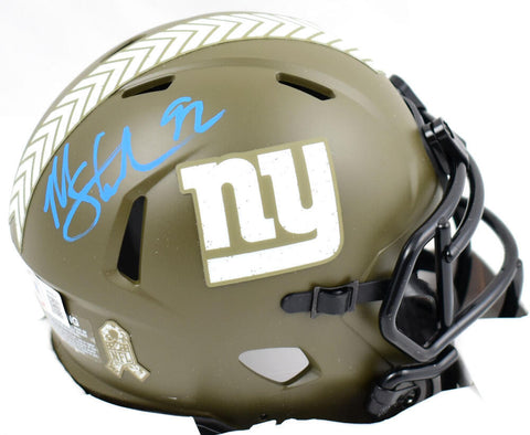 Michael Strahan Signed Giants Salute to Service Speed Mini Helmet-Beckett W Holo