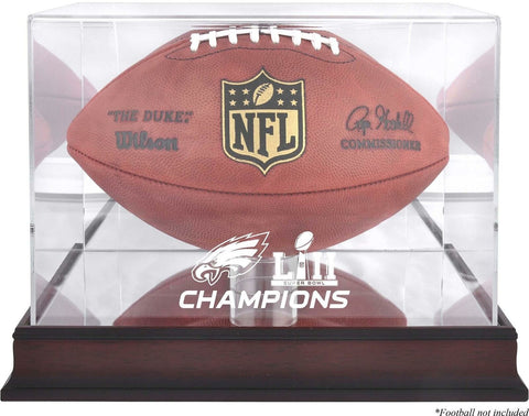 Philadelphia Eagles Super Bowl LII Champions Mahogany Football Logo Display Case