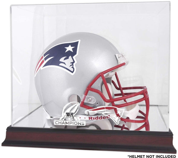 New England Patriots AFC Champs Mahogany Helmet Logo Display Case