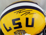 Thaddeus Moss Signed LSU Tigers Yellow Schutt Mini Helmet- Beckett W Auth *Black