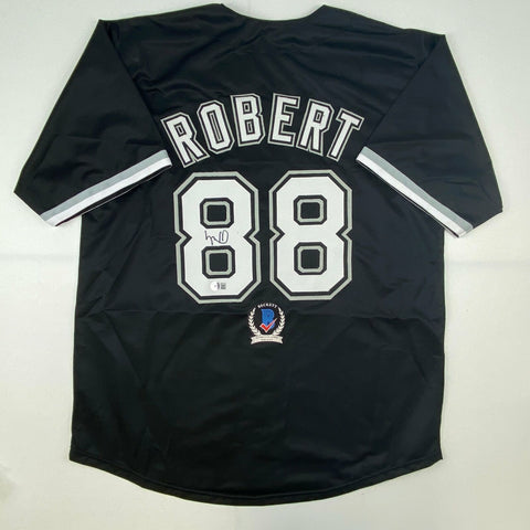 Autographed/Signed Luis Robert Chicago Black Baseball Jersey Beckett BAS COA