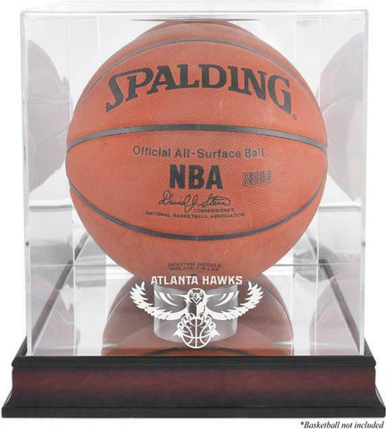 Atlanta Hawks Mahogany Team Logo Basketball Display Case-Fanatics