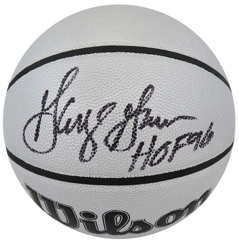 George Gervin Signed Wilson Silver 75th Logo NBA Basketball w/HOF96 - SS COA
