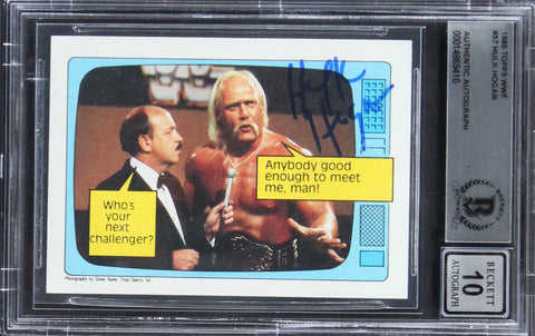 Hulk Hogan Authentic Signed 1985 Topps WWF #57 Rookie Card Auto 10! BAS Slabbed